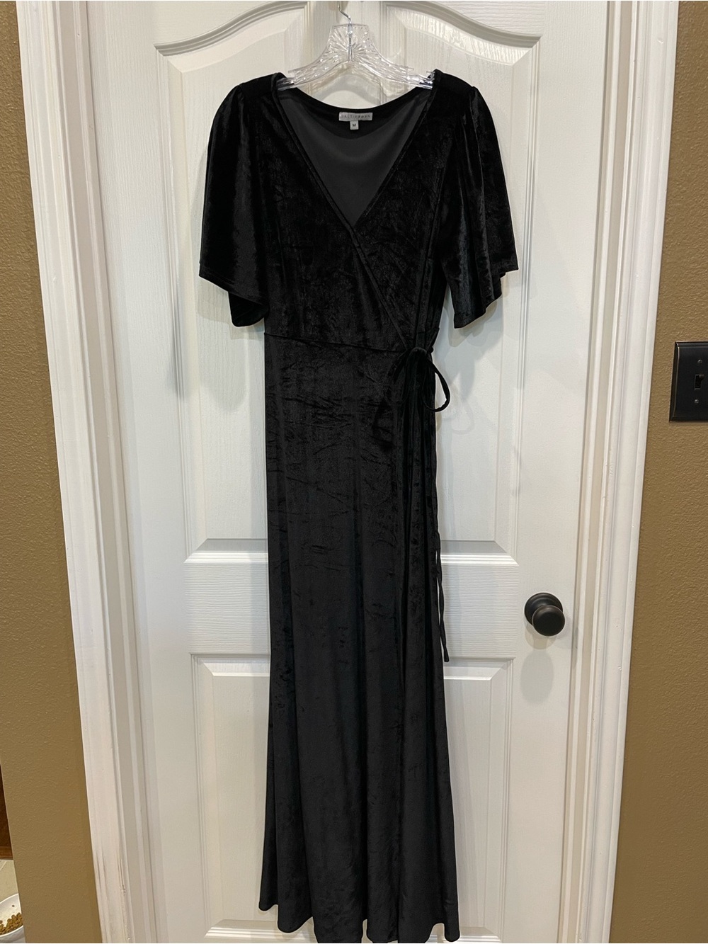 Black Velvet Wrap Full Length Gown
